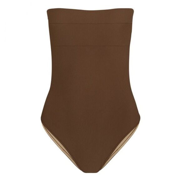 NWT FREE PEOPLE X ZULU & ZEPHYR BROWN RIBBED ONE PIECE - Picture 4 of 7